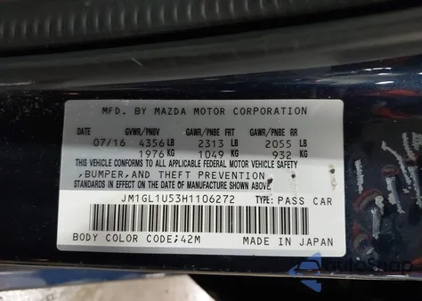 2017 Mazda Mazda6 Sport z USA, uszkodzony, nr VIN JM1GL1U53H1106272